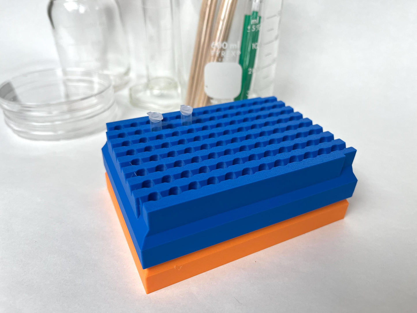 Stackable 96-Well PCR Tube Rack | 0.2mL Laboratory Sample Organization System | Custom Colors