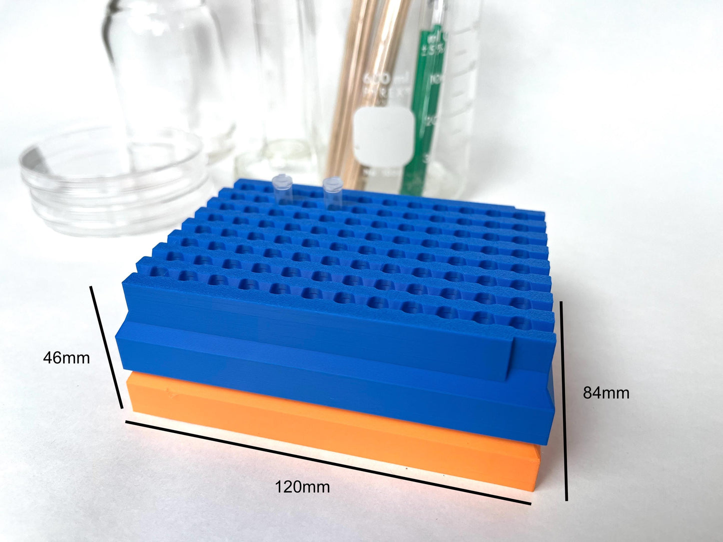 Stackable 96-Well PCR Tube Rack | 0.2mL Laboratory Sample Organization System | Custom Colors