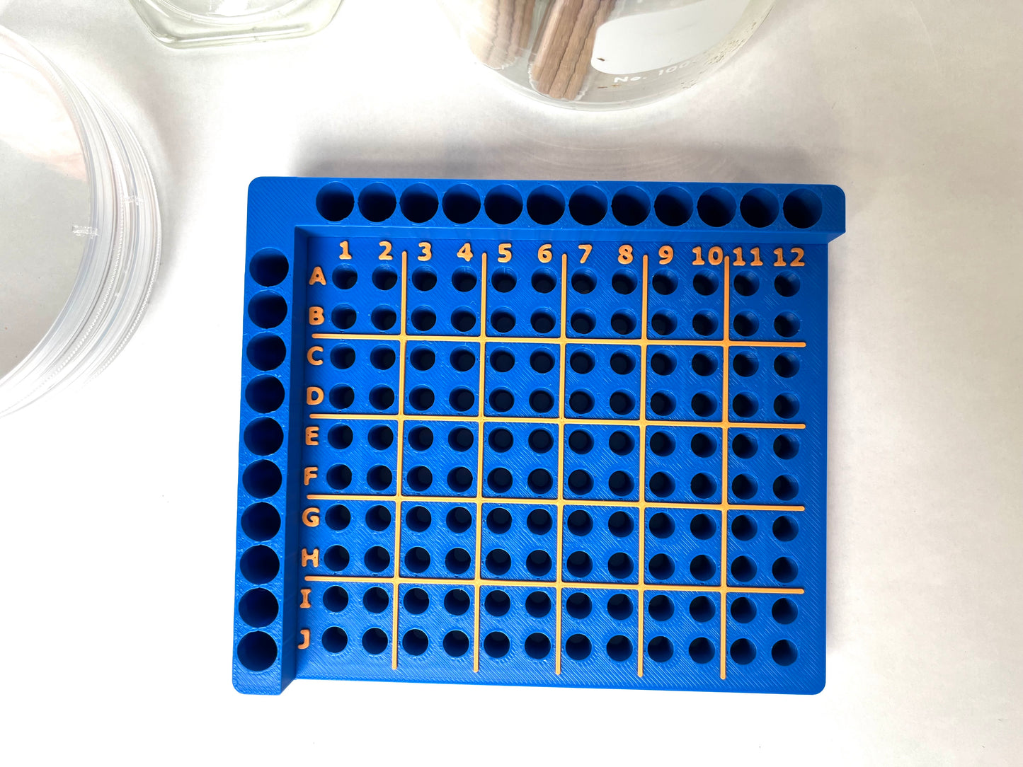 High Contrast Custom 2 Color Laboratory 120-Tube PCR Organizer Rack