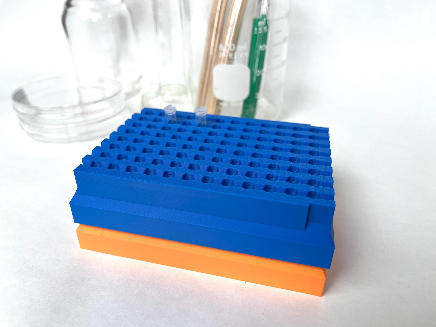 Stackable 96-Well PCR Tube Rack | 0.2mL Laboratory Sample Organization System | Custom Colors