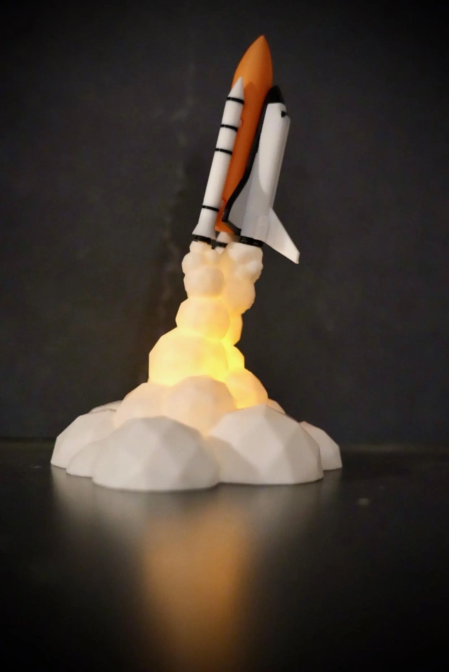 Space Shuttle Launch Night Light - Realistic NASA Rocket Lamp with Flickering LED - Perfect Space Decor Gift