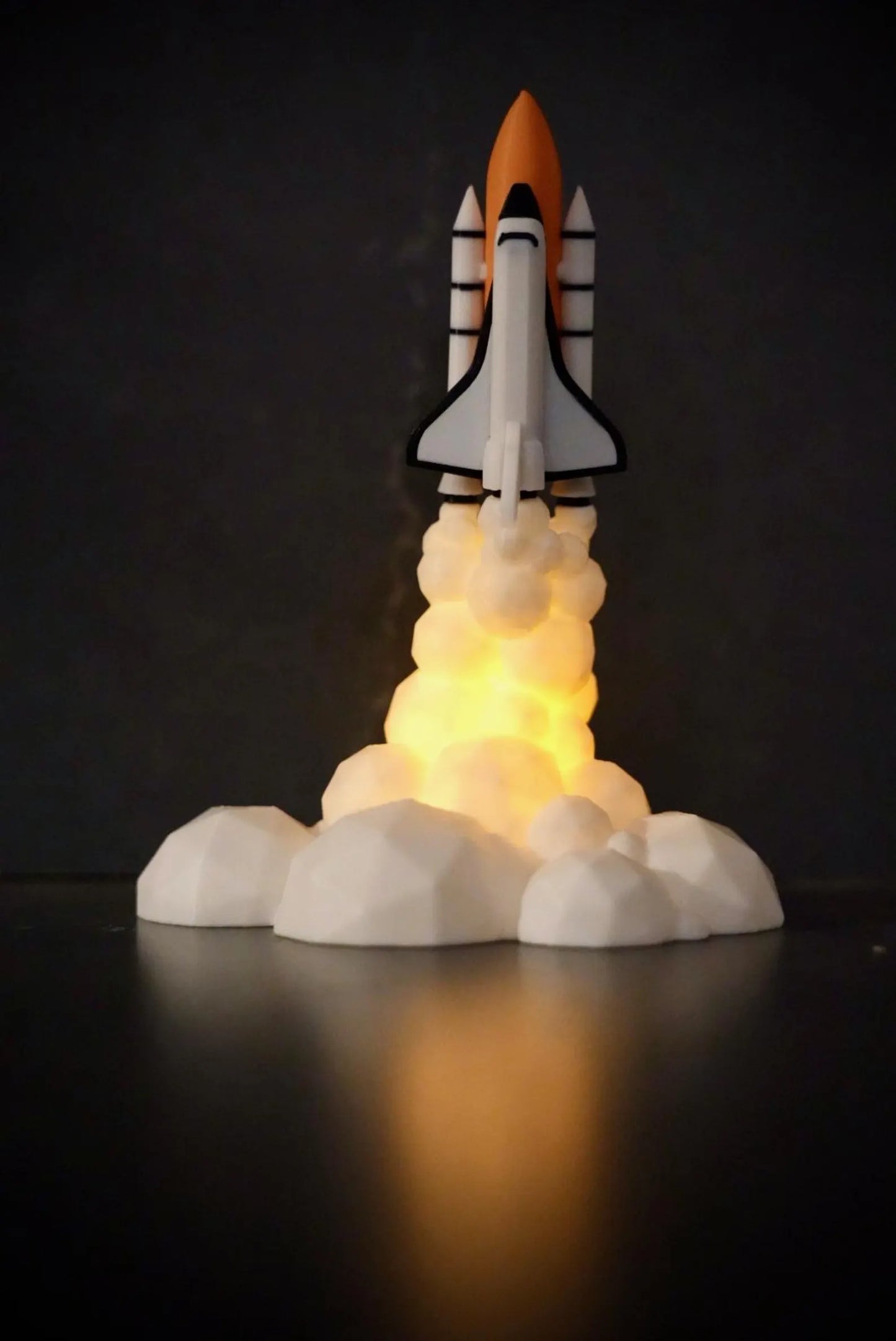 Space Shuttle Launch Night Light - Realistic NASA Rocket Lamp with Flickering LED - Perfect Space Decor Gift