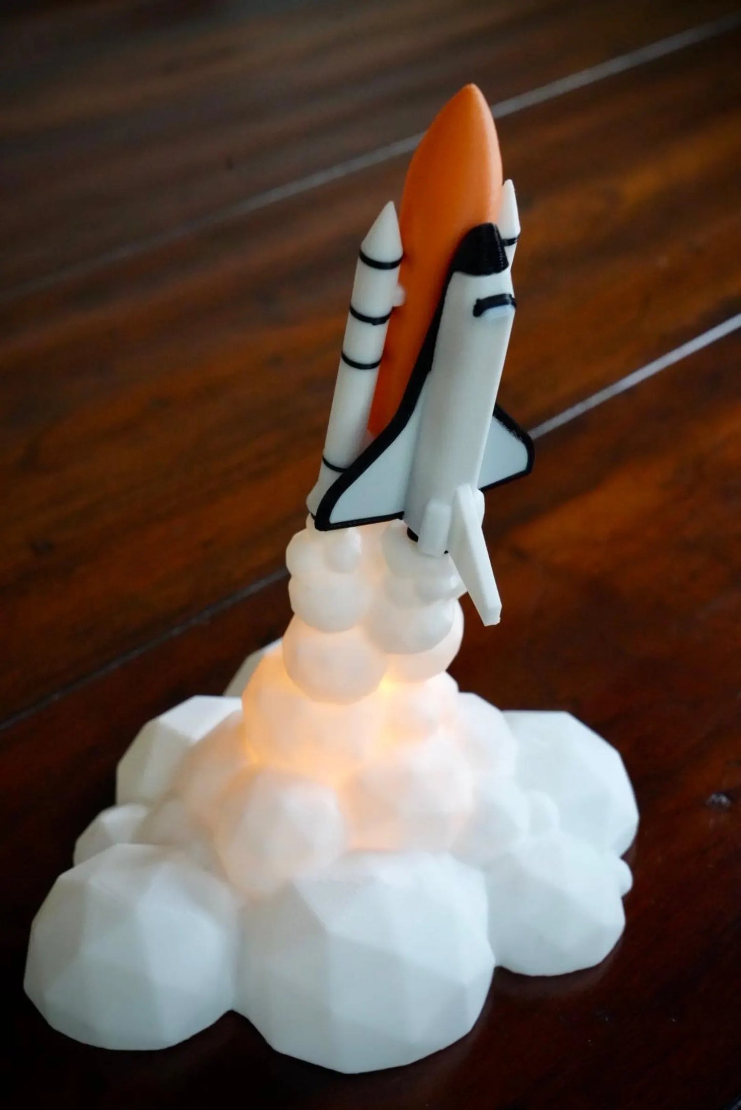 Space Shuttle Launch Night Light - Realistic NASA Rocket Lamp with Flickering LED - Perfect Space Decor Gift