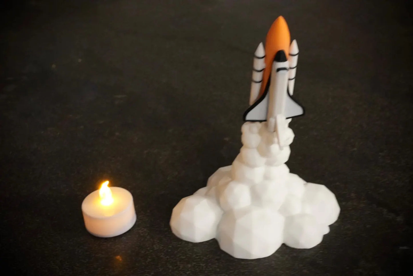 Space Shuttle Launch Night Light - Realistic NASA Rocket Lamp with Flickering LED - Perfect Space Decor Gift