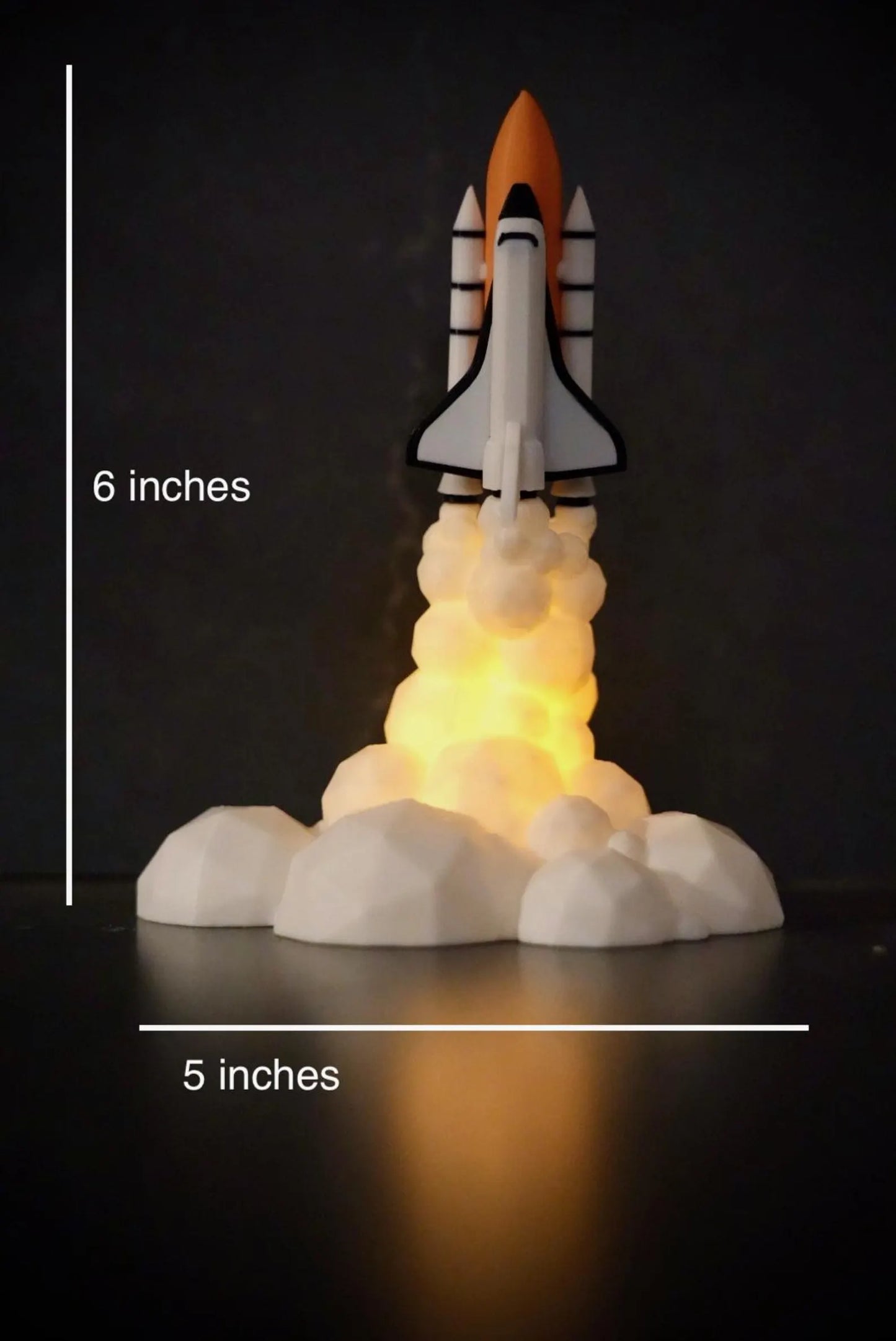 Space Shuttle Launch Night Light - Realistic NASA Rocket Lamp with Flickering LED - Perfect Space Decor Gift