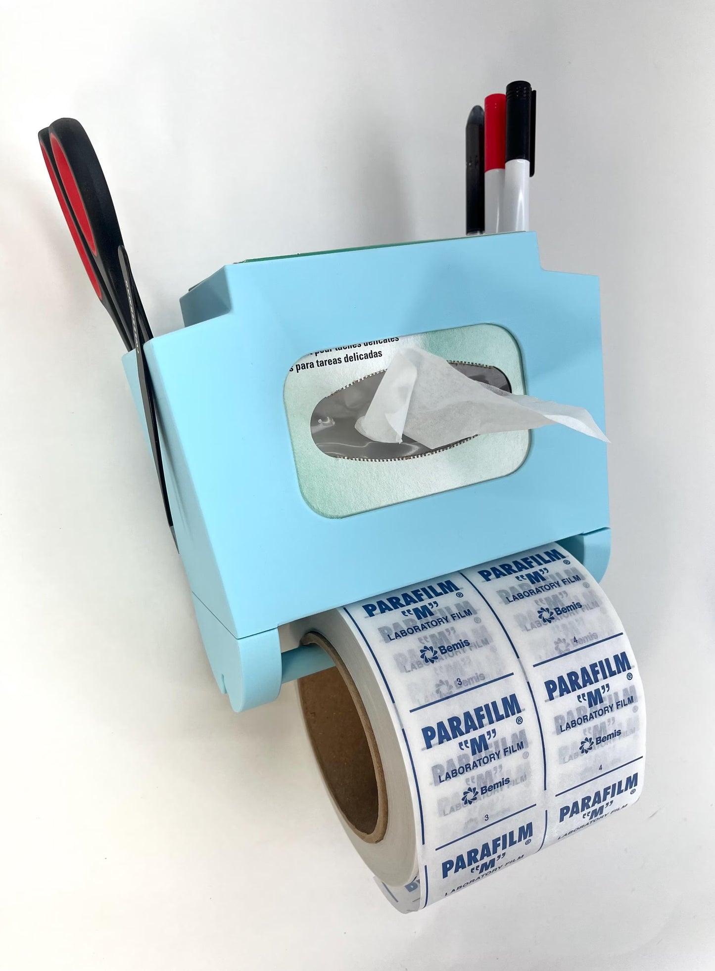 Kimwipe and Parafilm Dispenser with Pen Holder Lab Organizer Caddy