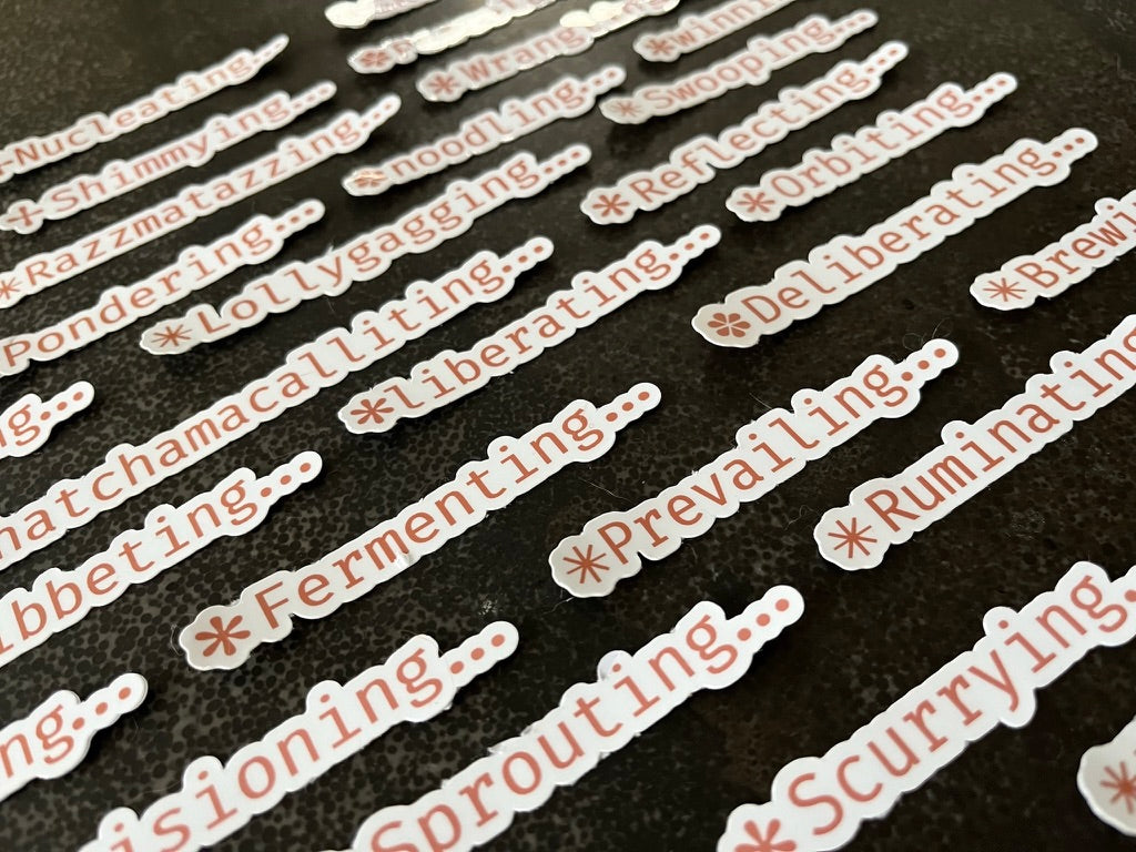 Spinner Verbs inspired by Claude Code Sticker Pack — AI Terminal Loading Text Decals for Developers
