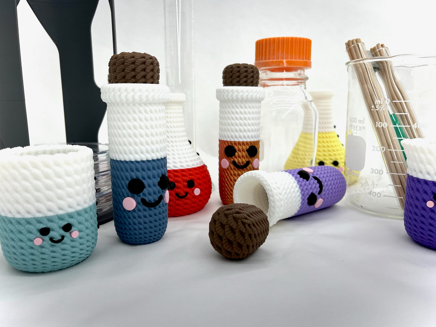 Kawaii Lab Toy Set - Science Desk Decor, Chemistry Teacher Gift, STEM Desk Accessories