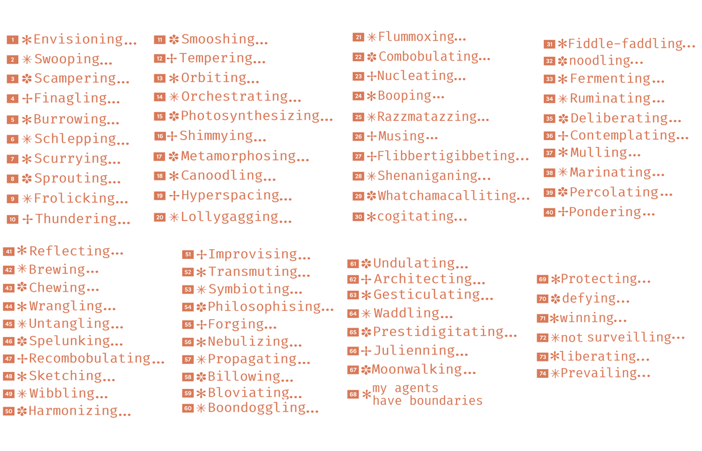 Spinner Verbs inspired by Claude Code Sticker Pack — AI Terminal Loading Text Decals for Developers