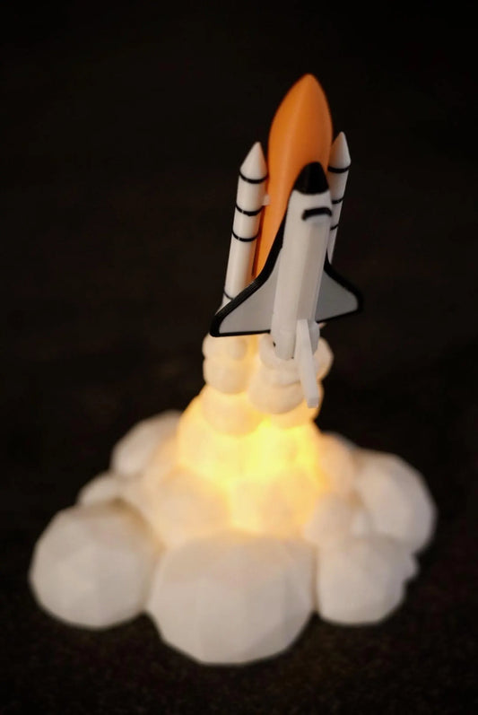 Space Shuttle Launch Night Light - Realistic NASA Rocket Lamp with Flickering LED - Perfect Space Decor Gift