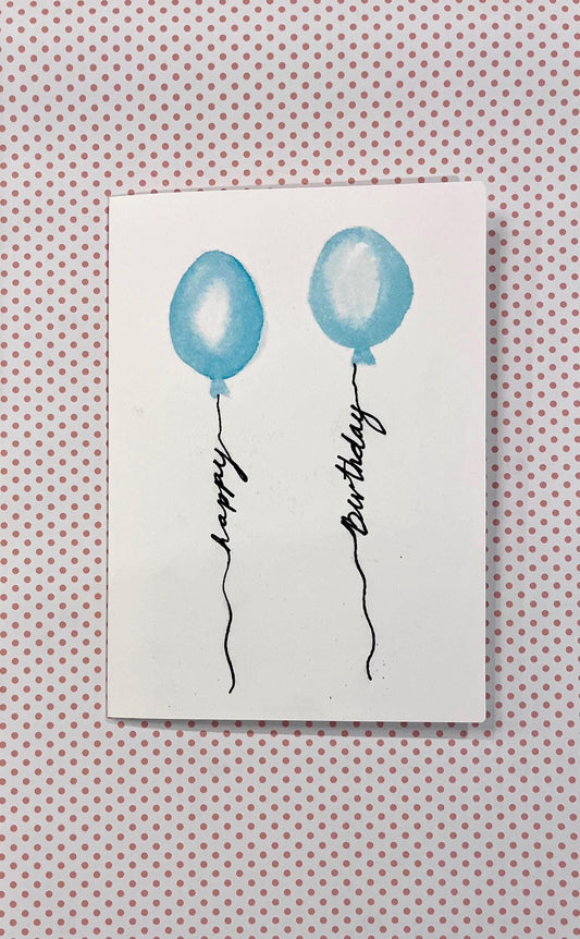 Happy Birthday Card, Watercolor Balloon Card, Hand Lettered Birthday Card, Blank Birthday Card, Cute Birthday Card, Birthday Card Pack