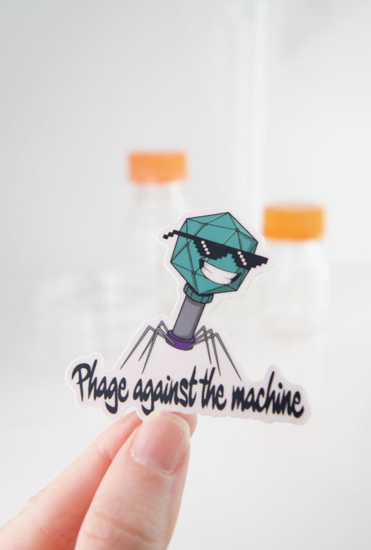 Microbiology Bacteriophage Sticker: Phage Against the Machine, Science Lab Vinyl